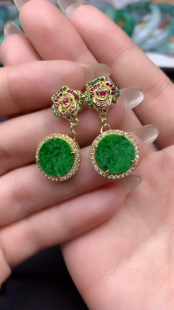 【闪购商品】翡翠耳饰银S925镶嵌 耳饰