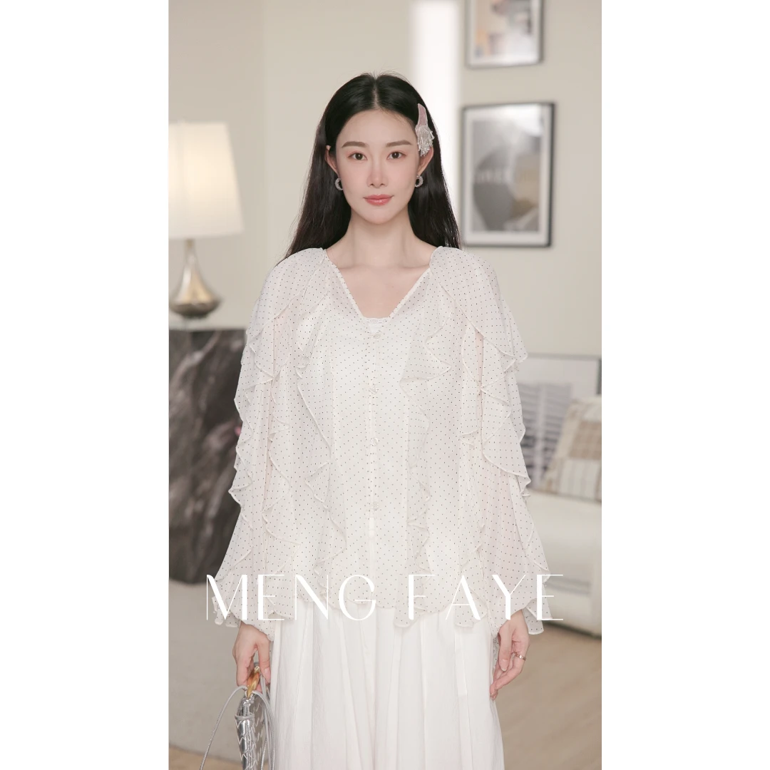 【YINGJIN】"枫叶"新款法式高级设计感波点轻奢清凉小衫-SE0550C