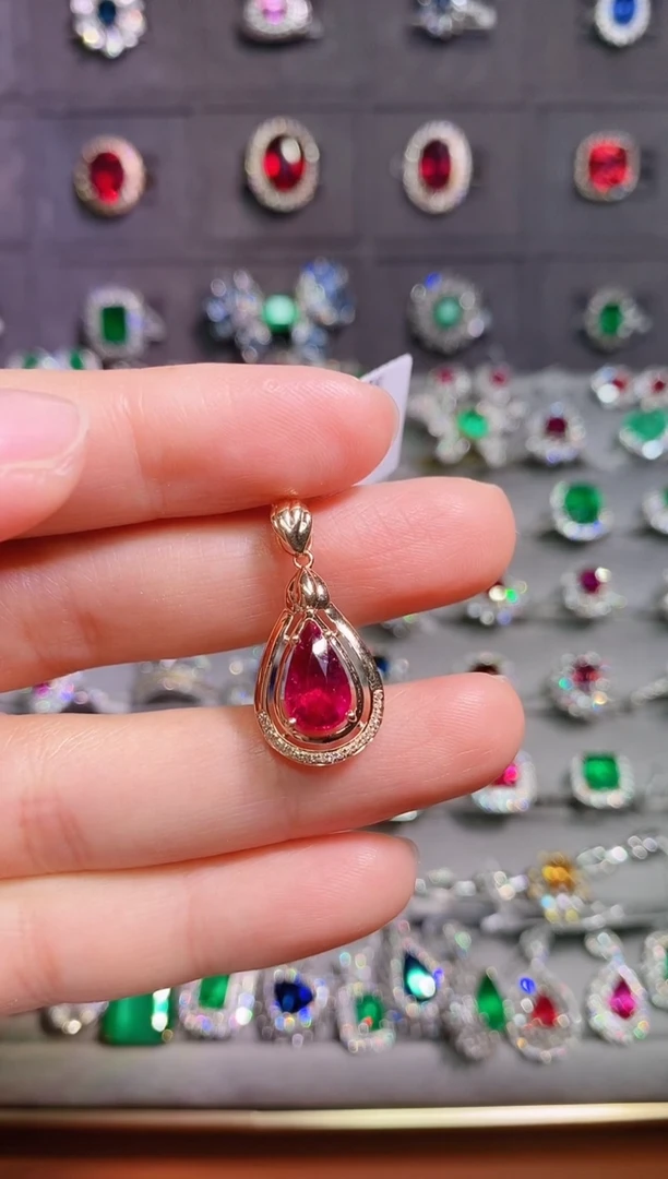 【闪购商品】碧玺18K金吊坠18K金镶嵌1