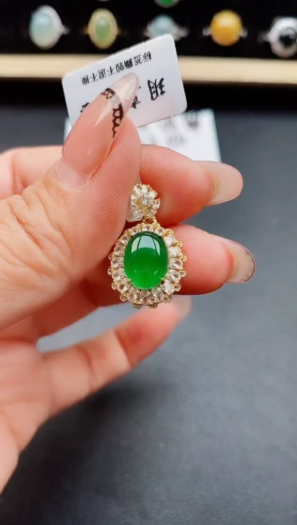 翡翠银S925镶嵌吊坠(赠链)50850