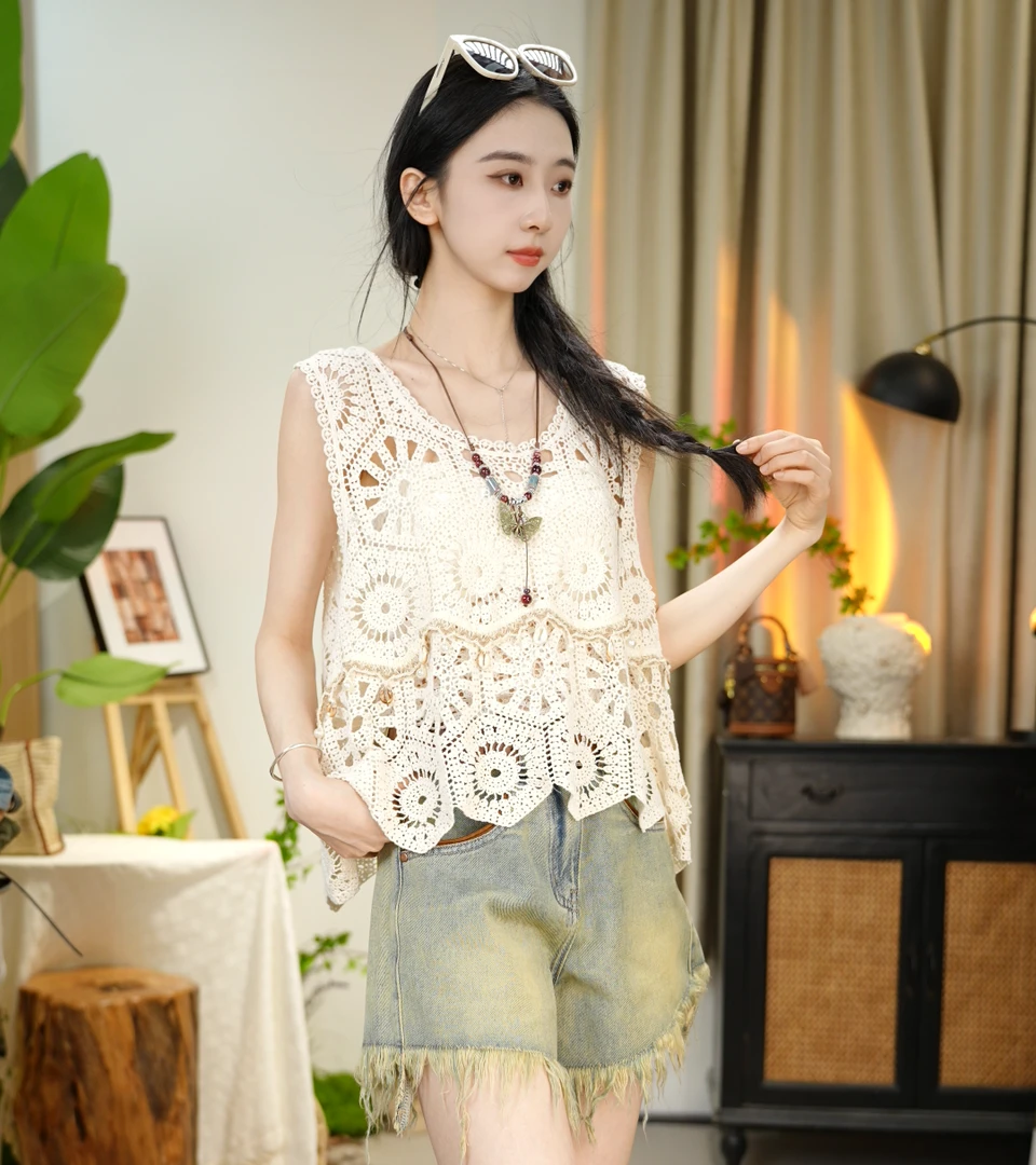《向云端》单穿需搭美背｜唐乐乐｜25new镂空手钩针织衫上衣BF0202