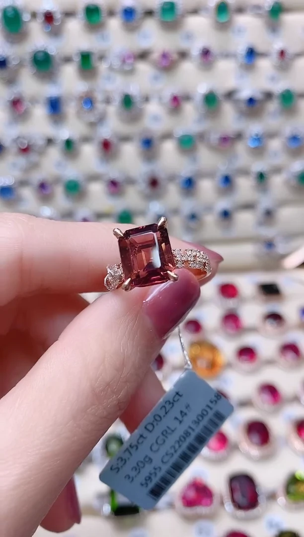 【闪购商品】碧玺18K金戒指18K金镶嵌1