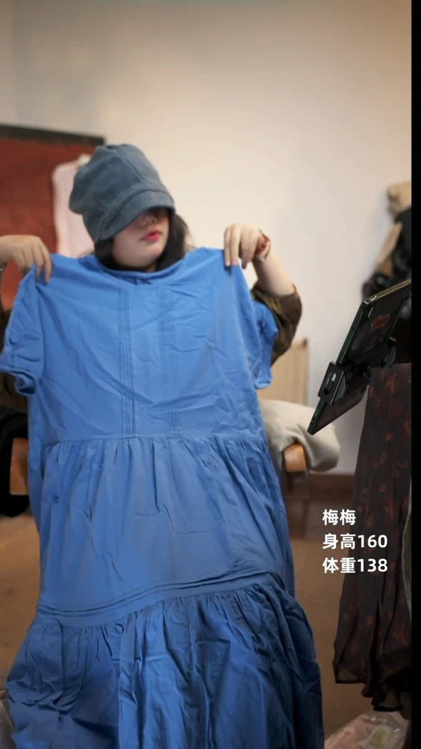 水洗棉麻连衣裙袍子