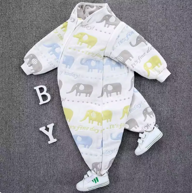 【球球母婴】六层纯棉纱布分腿睡袋前六后四可拆卸袖