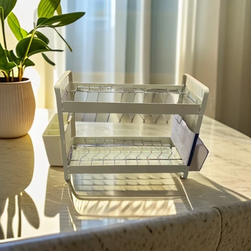 新款双层盘碗架筷子笼收纳架厨房沥水碗架