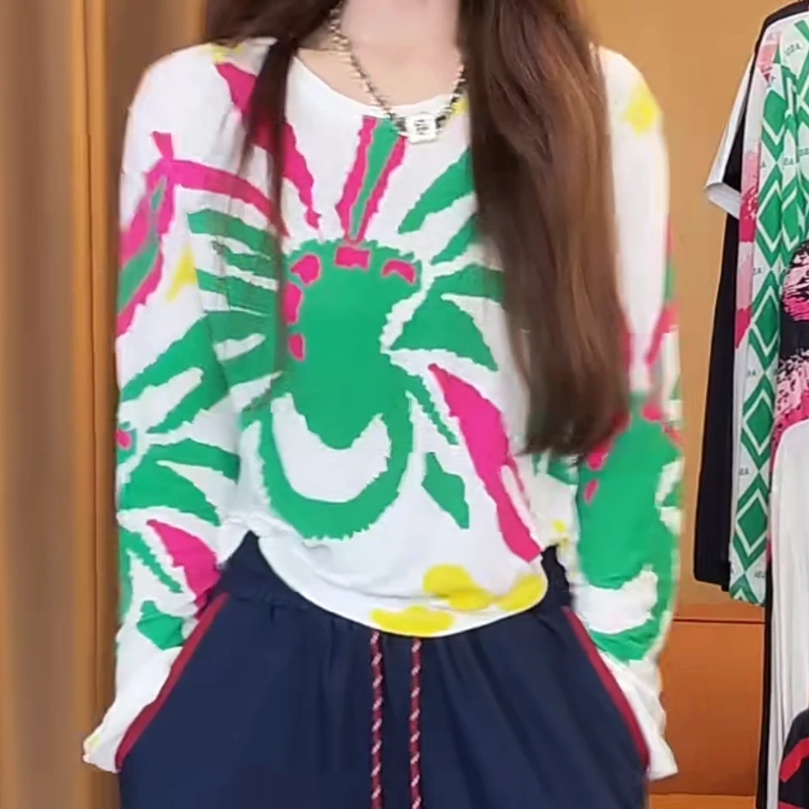 设计师时尚薄款显瘦长袖T恤女2025夏季新款休闲重工百搭防晒上衣