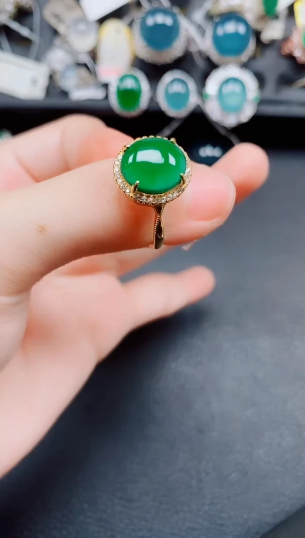 银S925镶嵌戒指翡翠翡翠