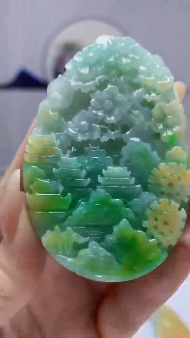 【闪购商品】定制翡翠未镶嵌4852DD-毛货山水赠珠链247