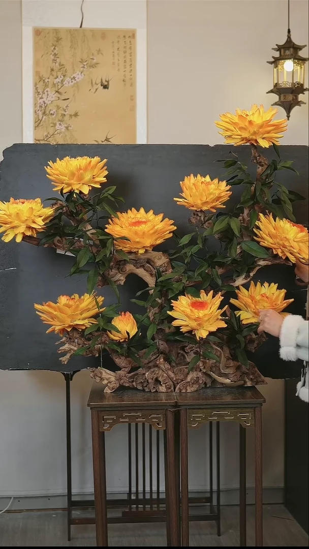 金橙色红木根艺 3188