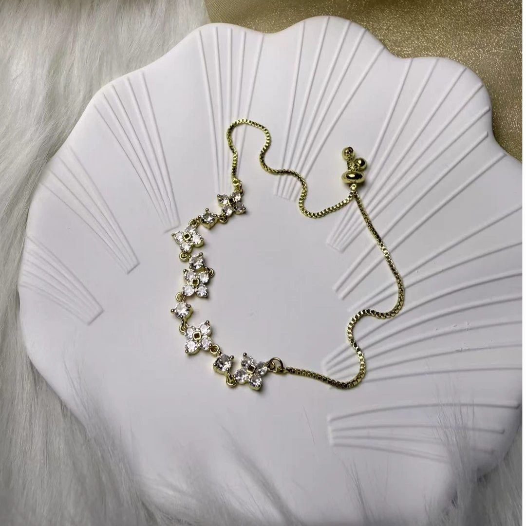 钛钢手链 女小众抽拉轻奢饰品时尚个性百搭日韩浅金色