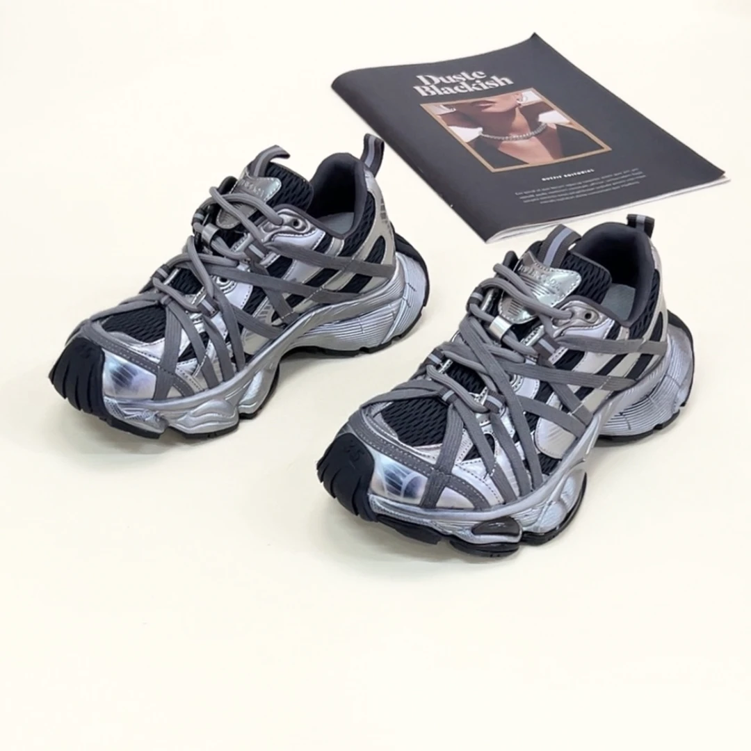 百美优品炸街潮爆款老爹鞋女2025春新款运动网面透气厚底增高百搭