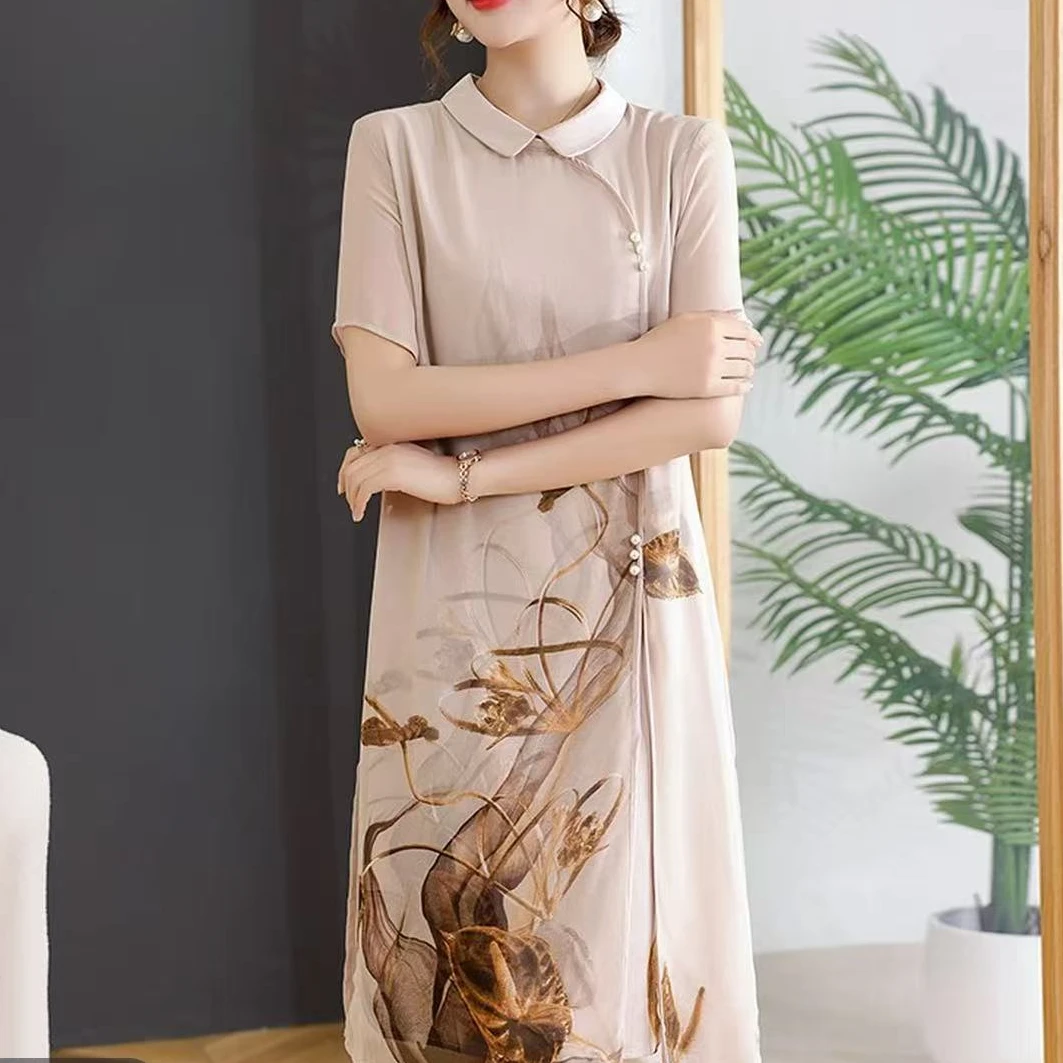 【撤柜断码甩】M1642女装翻领连衣裙气质时尚休闲中长款裙子潮