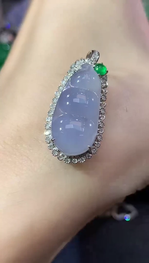 吊坠(不含链)18K金镶嵌翡翠C13 紫货有一定色差