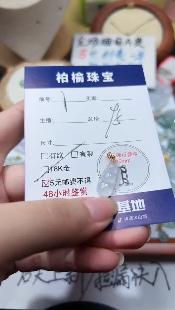 颈饰18K金镶嵌翡翠1豆子