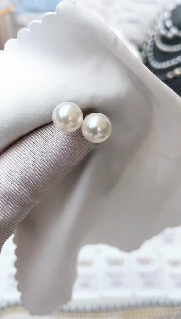 【闪购商品】海水珍珠耳饰18K金镶嵌特选福利8.5-9mm不退不换