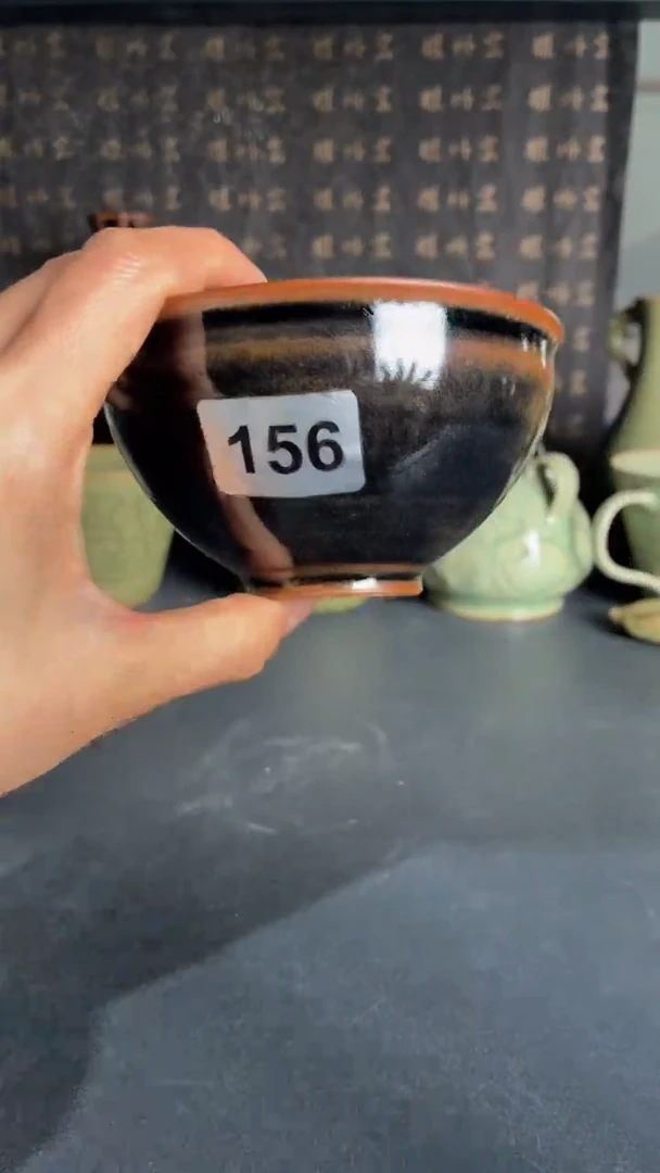 耀州窑仰山茶叶沫束口盏156