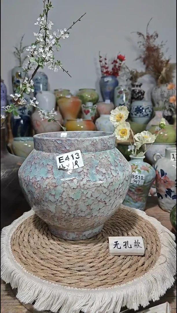 景德镇瓷韵陶瓷花盆 E413  手工制品 完美主义者慎拍