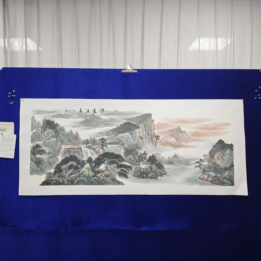 源远流长李鲤手绘作品画芯尺寸180cm*70cm