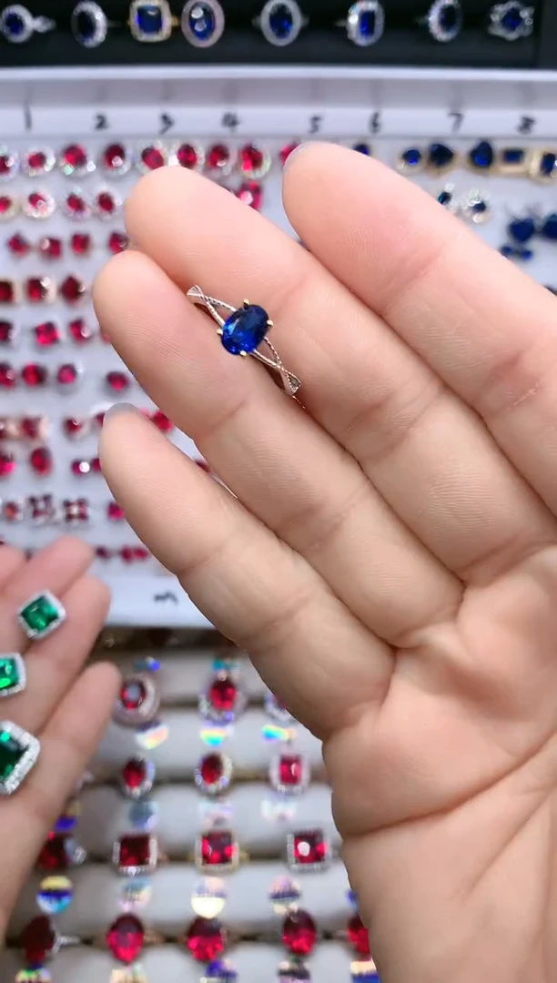 【闪购商品】蓝宝石戒指银S925镶嵌银色5.7