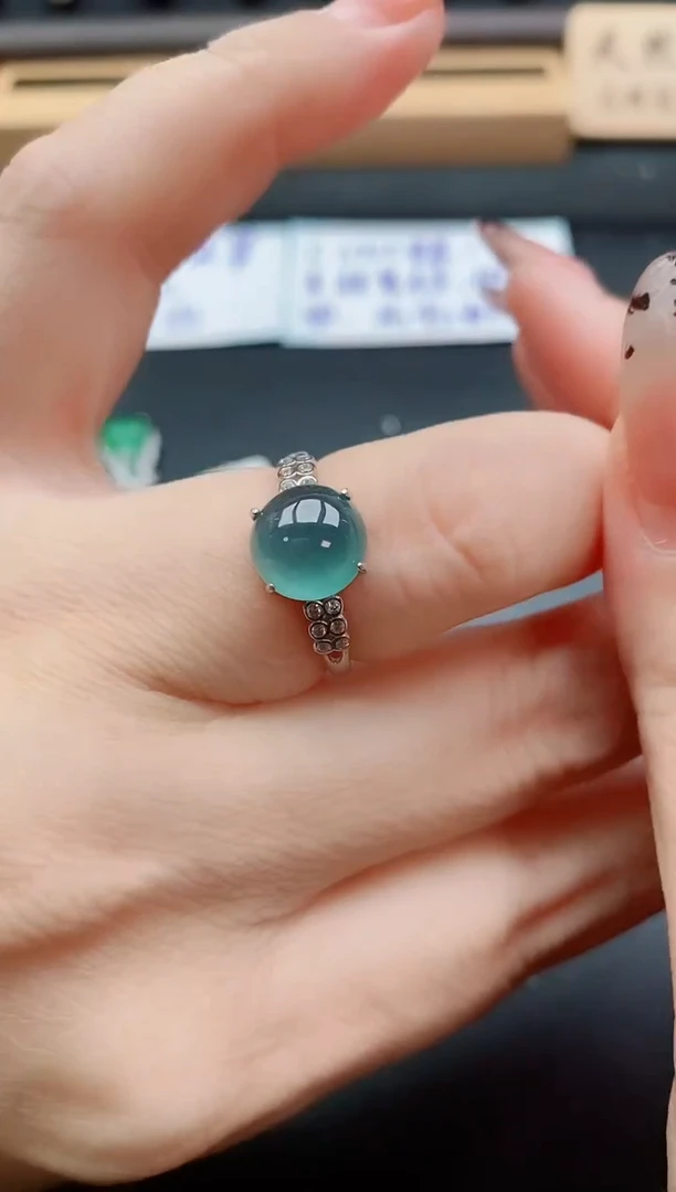 银S925镶嵌戒指翡翠1