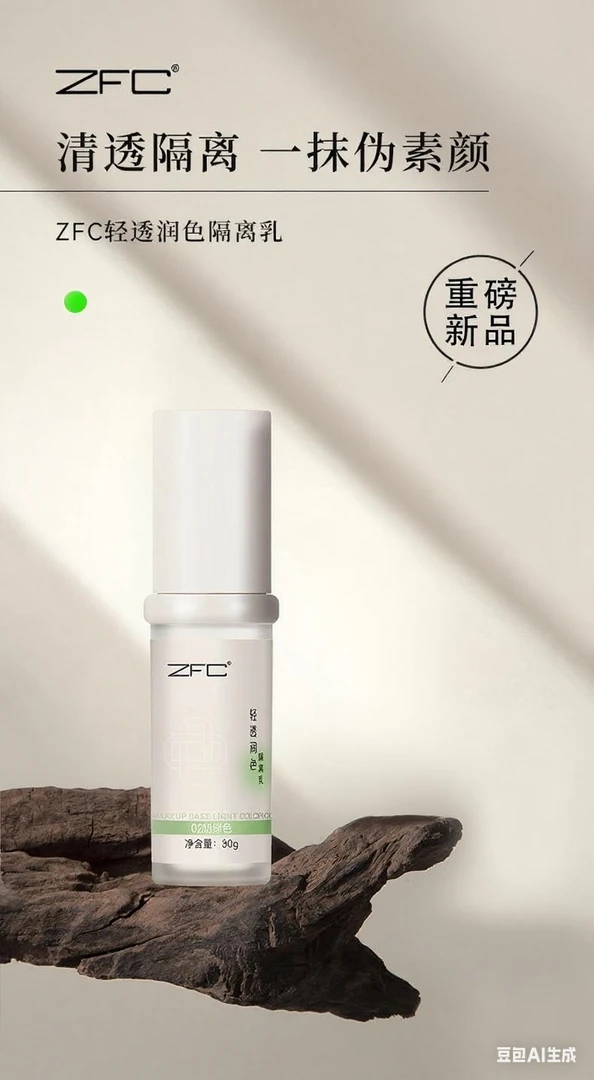 ZFC清透绿色润色隔离轻透水感控油保湿滋润隔离霜乳炸弹猫个人