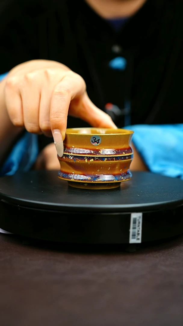 34#原矿钧瓷炉钧釉竹节杯