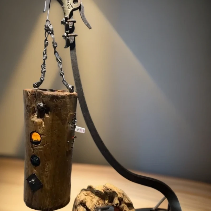 复古工业风铁链木桶摆件ins氛围感装饰｜网红酒吧咖啡厅民宿摆件。