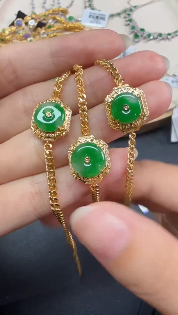 18K金镶嵌手链翡翠手链|多样性发其一9800