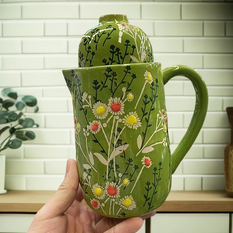 绿色蒲公英-带盖水壶（带杯）