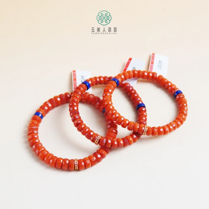 HD石惑珠宝*南红单圈手串约4*8mm/多样性发一