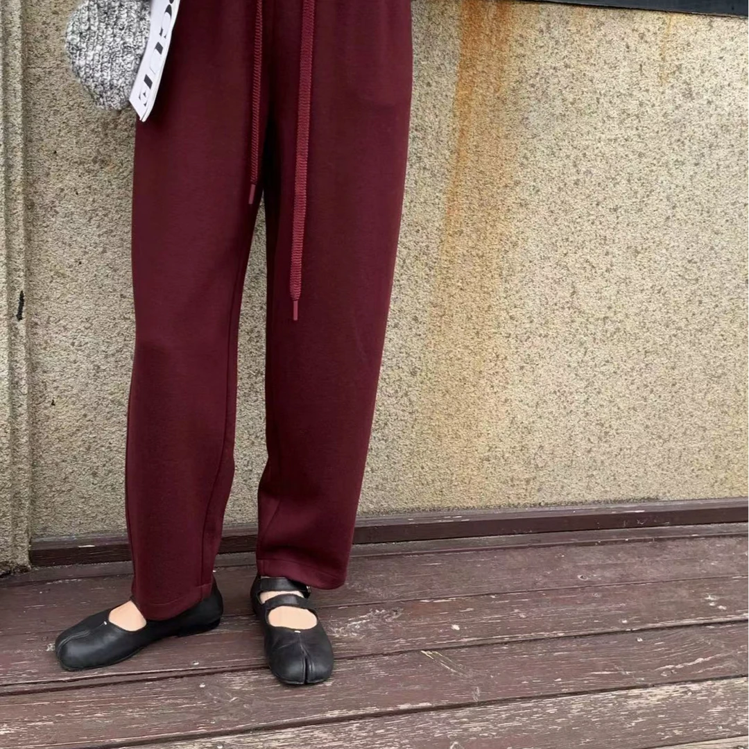 88120 抽绳宽松加厚显瘦针织松紧腰羊毛小脚裤休闲裤