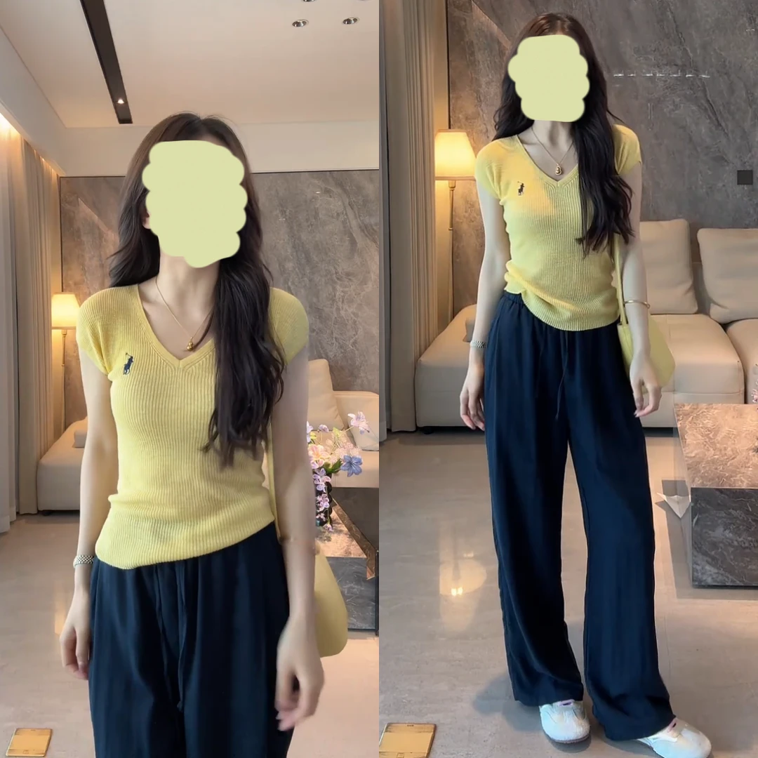 2025简约优雅”新款短袖精致气质针织短袖t+休闲裤两件套