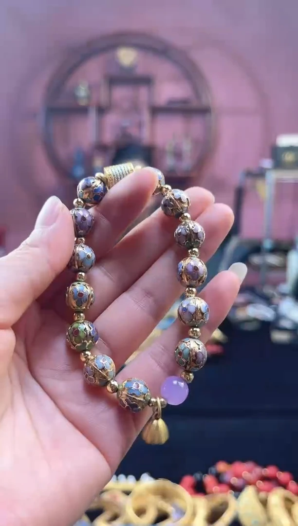 非遗 景泰蓝金地手串 4瓜棱1.0