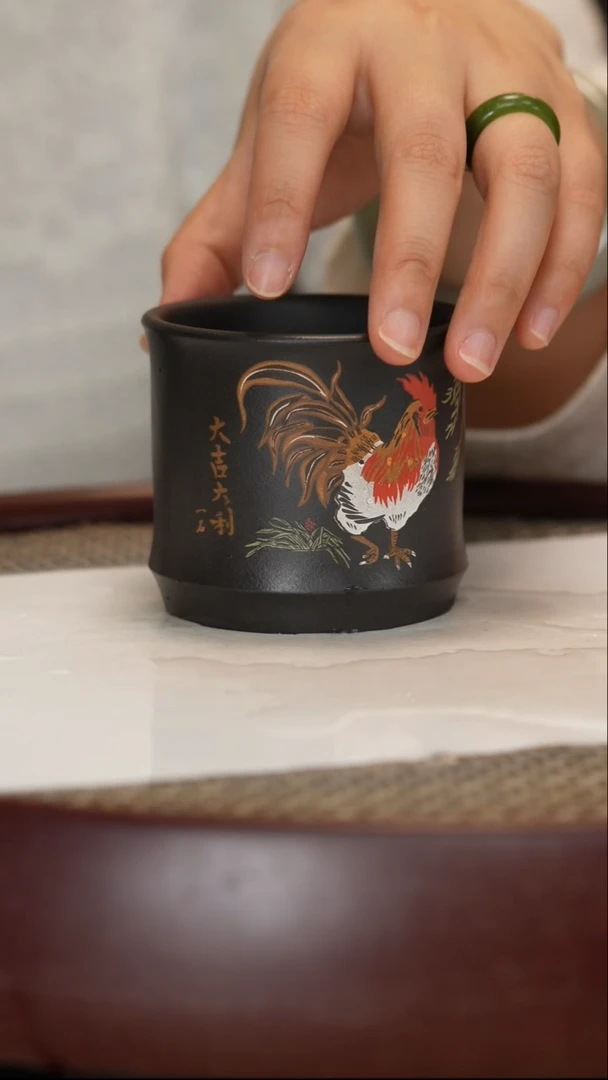 【闪购商品】紫砂茶杯石黄大吉大利杯