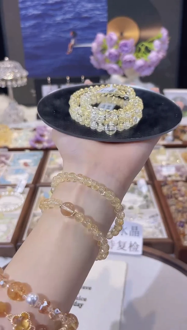 水晶手串合金黄水晶手串