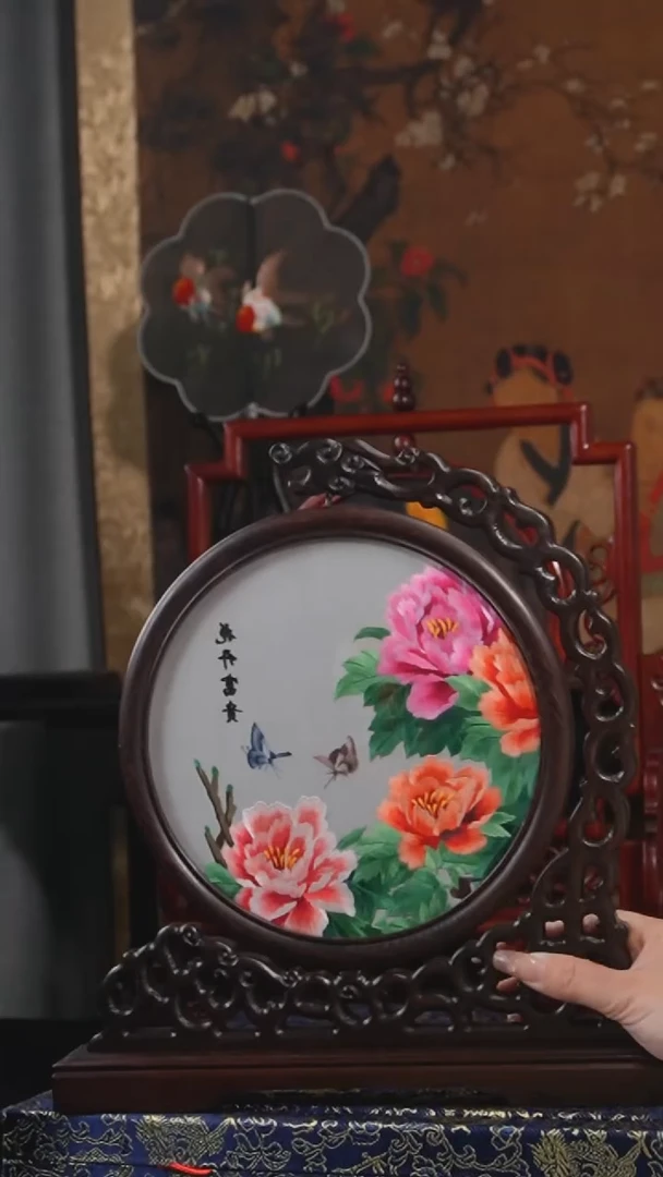 刺绣摆件摆台-绣花非遗