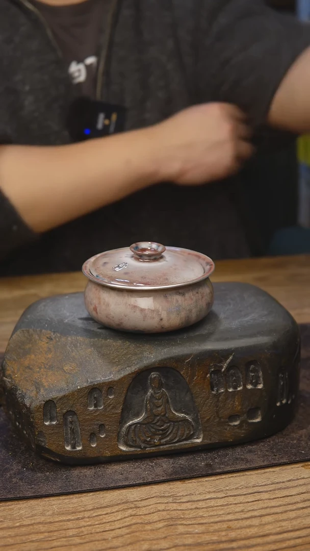 甘石陶艺苏打柴烧包银055