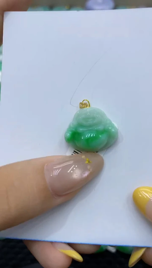 颈饰18K金镶嵌翡翠天然缅甸翡翠A货
