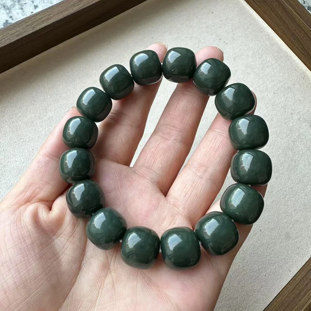 【一捻凝碧】和田玉手串沙枣青手串 单圈 老型13*14 细腻 经典 高货