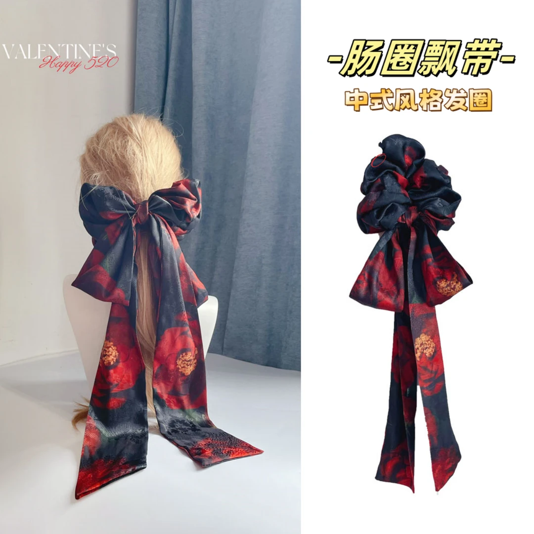 大肠发圈飘带新中式系列复古宫廷仙女森系百搭发圈新娘头饰