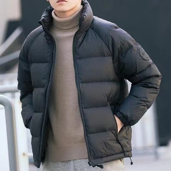 利尼科比利立领轻薄保暖白鸭绒羽绒服男2025新款冬季加厚短款外套