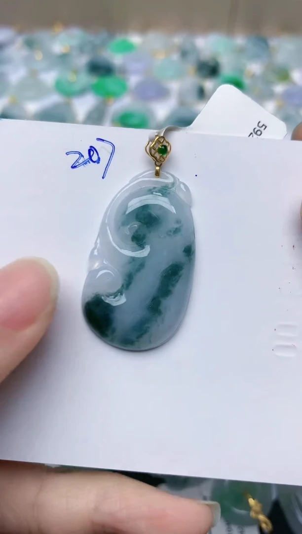 【闪购商品】翡翠颈饰18K金镶嵌天然翡翠A货    207
