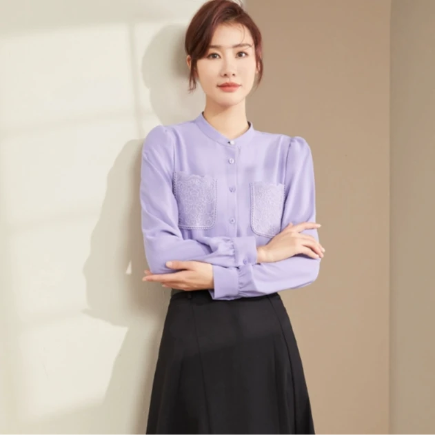 【曼贝宠粉节】8391063香芋紫短袖衬衫女设计感小众气质宽松洋气