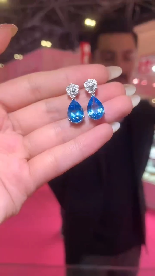 银S925镶嵌托帕石耳饰【宝石世家严选】