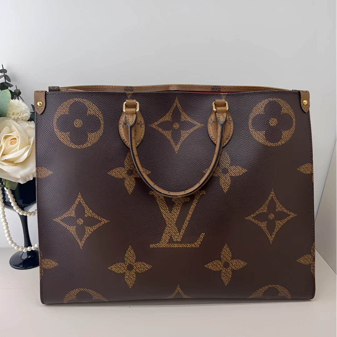 99新 LouisVuitton/路易威登 女士on the go经典老花手提二奢包包