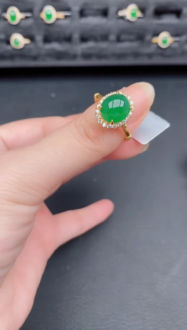 银S925镶嵌戒指翡翠天然a货翡翠169