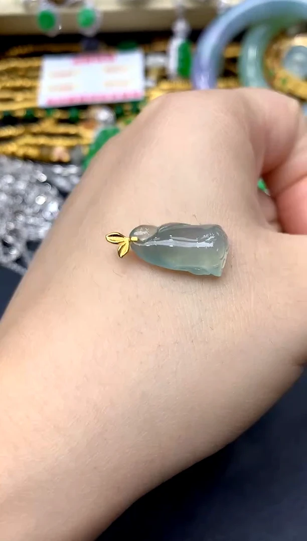 颈饰18K金镶嵌翡翠174-中国好珍宝