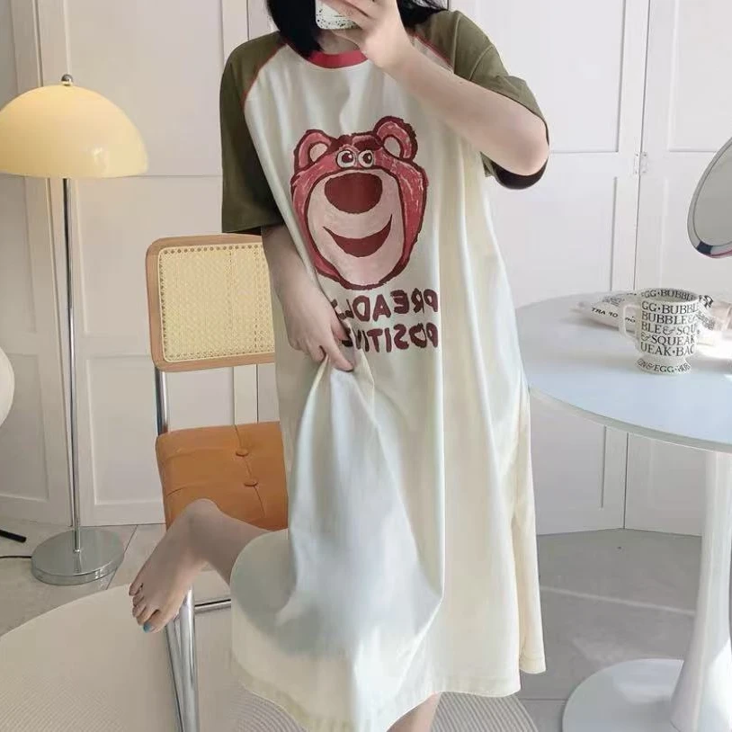 纯棉睡裙时尚时尚夏季宽松卡通休闲