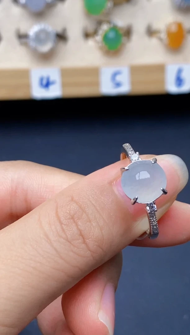 银S925镶嵌戒指翡翠4573