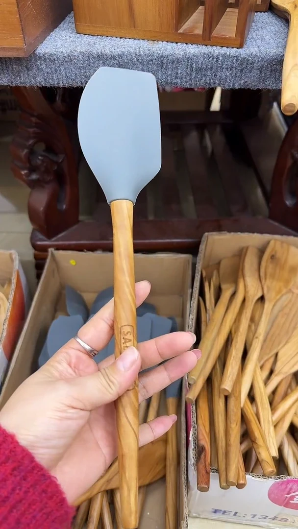 闪购木制品 橄榄木硅胶铲